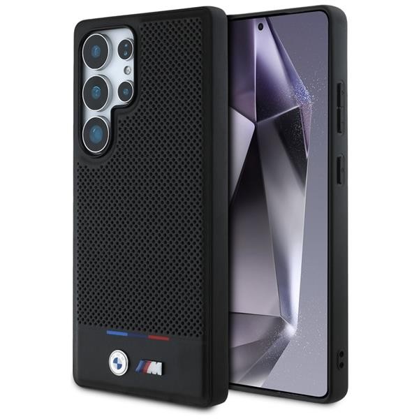 Galaxy S25 Ultra BMW Leather Case Perforated Black MagSafe Logo Metal