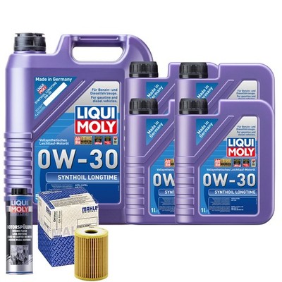 Motoröl 0W30 LIQUI MOLY Synthoil Longtime 9L+MAHLE Ölfilter +Spülung
