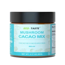 Mushroom Cacao Mix, Mushroom Extract 1000Mg, Vegan & Gluten-Free Coffee Alternat
