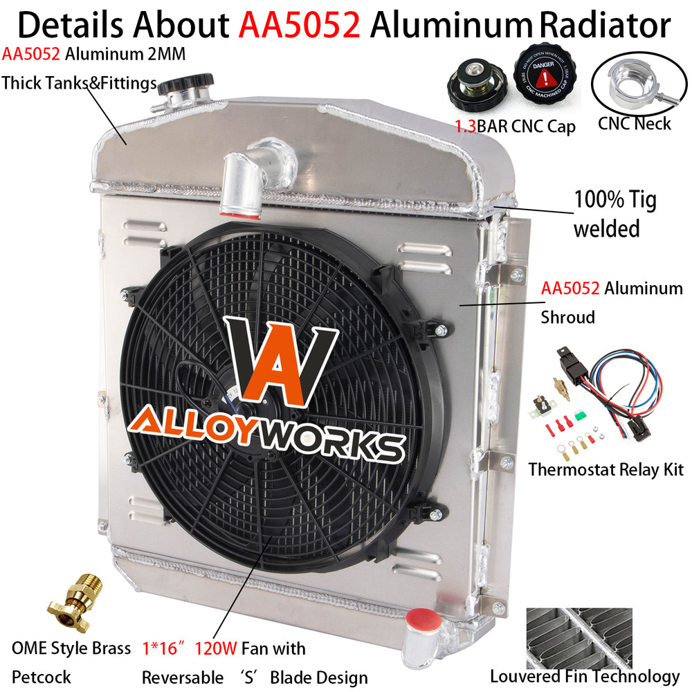 4 Row Radiator&Shroud Fan For Plymouth Deluxe/P15 Deluxe/Special Deluxe 1947-49 4 Row Radiator&Shroud Fan For Plymouth Deluxe/P15 Deluxe/Special Deluxe 1947-49