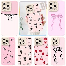 Cute Bowknot Print TPU Phone Cover Case For Samsung S25 S24 iPhone 16e 15 17 Pro