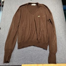 Vintage IZOD LACOSTE Men's Sweater Size L Brown V-Neck L Sleeve Croc 1960s