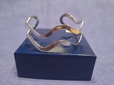 925 Sterling Silver Wave Cuff Bracelet Fully Hallmarked Modern Design 16g