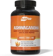 NutriFlair Organic Ashwagandha Root Extract - with Black Pepper -... 
