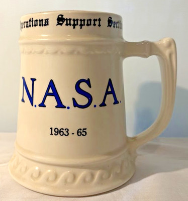 1963 NASA OPERATIONS SUPPORT SECTION Beer Stein Mug Gift to Employee Balfour 6''