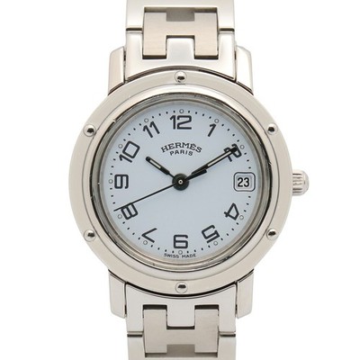 HERMES Clipper Wrist Watch CL4.210 Quartz Stainless Steel Used Women