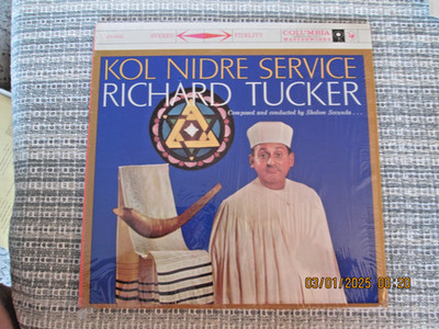 KOL NIDRE SERVICE/BY RICHARD TUCKER/33RPM/12''/BLACK VINYL RECORD/COLUMBIA/STEREO