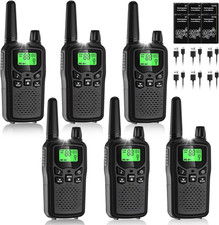 Long Range Rechargeable Walkie Talkies 6 Pack with Noise Reduction  LED Flashli