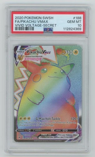 SWSH04: Vivid Voltage #188/185 Pikachu VMAX (Secret) PSA 10 Scratch on Holder