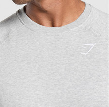 Gymshark Crest Basic Workout Gray Crew Neck Fleece Pullover Sweatshirt Men's L