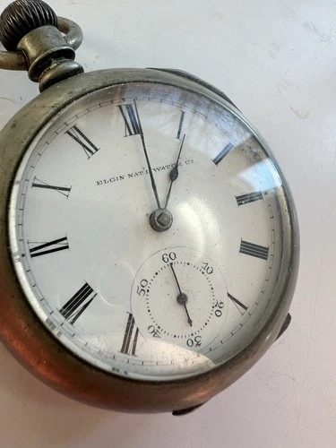 Antique Elgin Watch Co. Nickel Pocket Watch Train Conductor