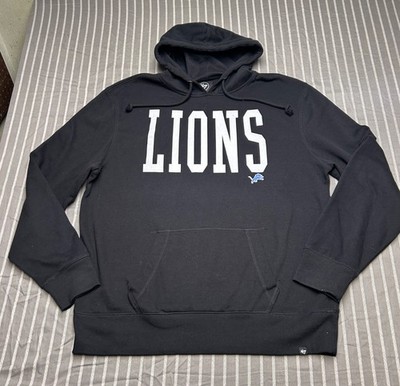 '47 Brand Black Detroit Lions Dime Headline Pullover Hoodie Men's 2XL