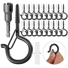 18 Pack Q-Hanger Light Hooks,Wall Cabinet Ceiling Hooks Screw Hooks for Outdo...