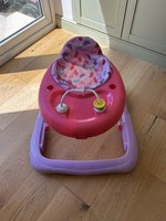 CHAD VALLEY Pink & Purple Plastic Baby Walker, Heart Theme Seat with Play Tray