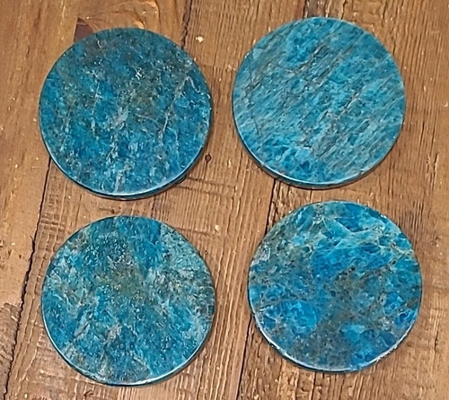Blue Apatite Marble Coaster Set 4 Vintage Coffee Coaster Decor Gift - Picture 2 of 5