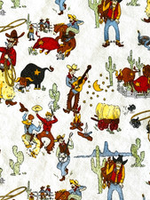 Flannel Crib Blanket Handmade Baby Toddler Colorful Western Cowboy Theme 45x38"