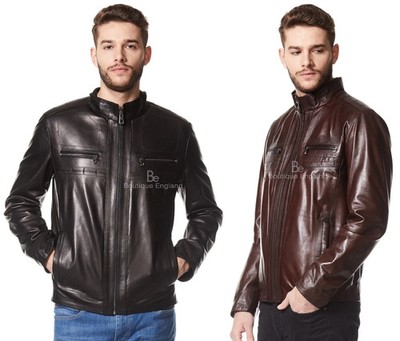 Herren Echt Italienische Lederjacke Ultra Stilvoll Biker Motorrad Style 9054