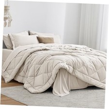 Comforter Set 5 Pieces Bed in a Bag, All Season Bedding Sets Twin Off White