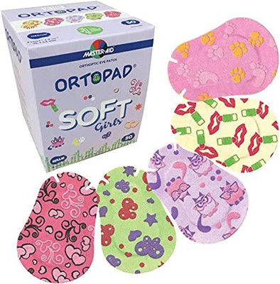 Ortopad  Soft Bamboo Girls Eye Patches, 50/Box (Regular Size, 4+ Yrs) Textured A