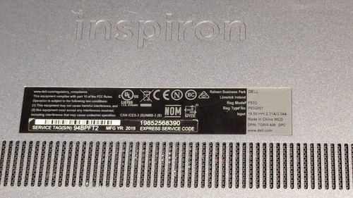 Dell Inspiron Reg. Modell P93G Reg. Typ # P93G001 Laptop als Ersatzteilspender - Bild 7 von 9
