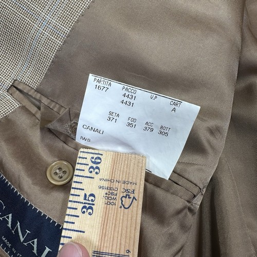 Canali Blazer Herren Wolle Zwei Knopf Sakko Braun Fensterscheibe 58 L Made In Italy - Bild 7 von 9