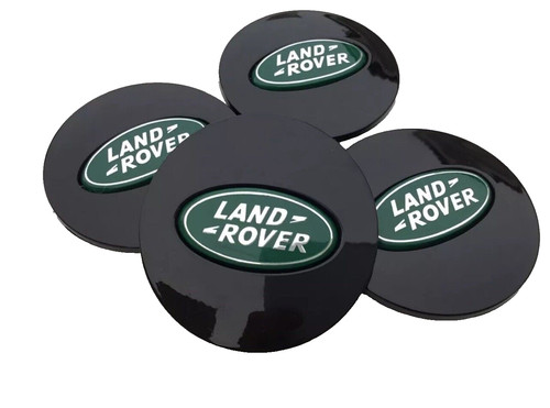 Set of 4 Land Rover Wheel Center Caps Black Glossy 62mm