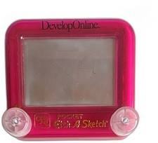 Ohio Art Pocket Etch A Sketch Pink Transparent Developonline Edition Vintage