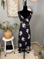 Lulu’s Blue Floral Wrap Dress Small