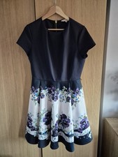 Image of BNWOT £169 Ted Baker RARE 4 UK 12 14 Navy Floral Skater Dress Wedding Evening