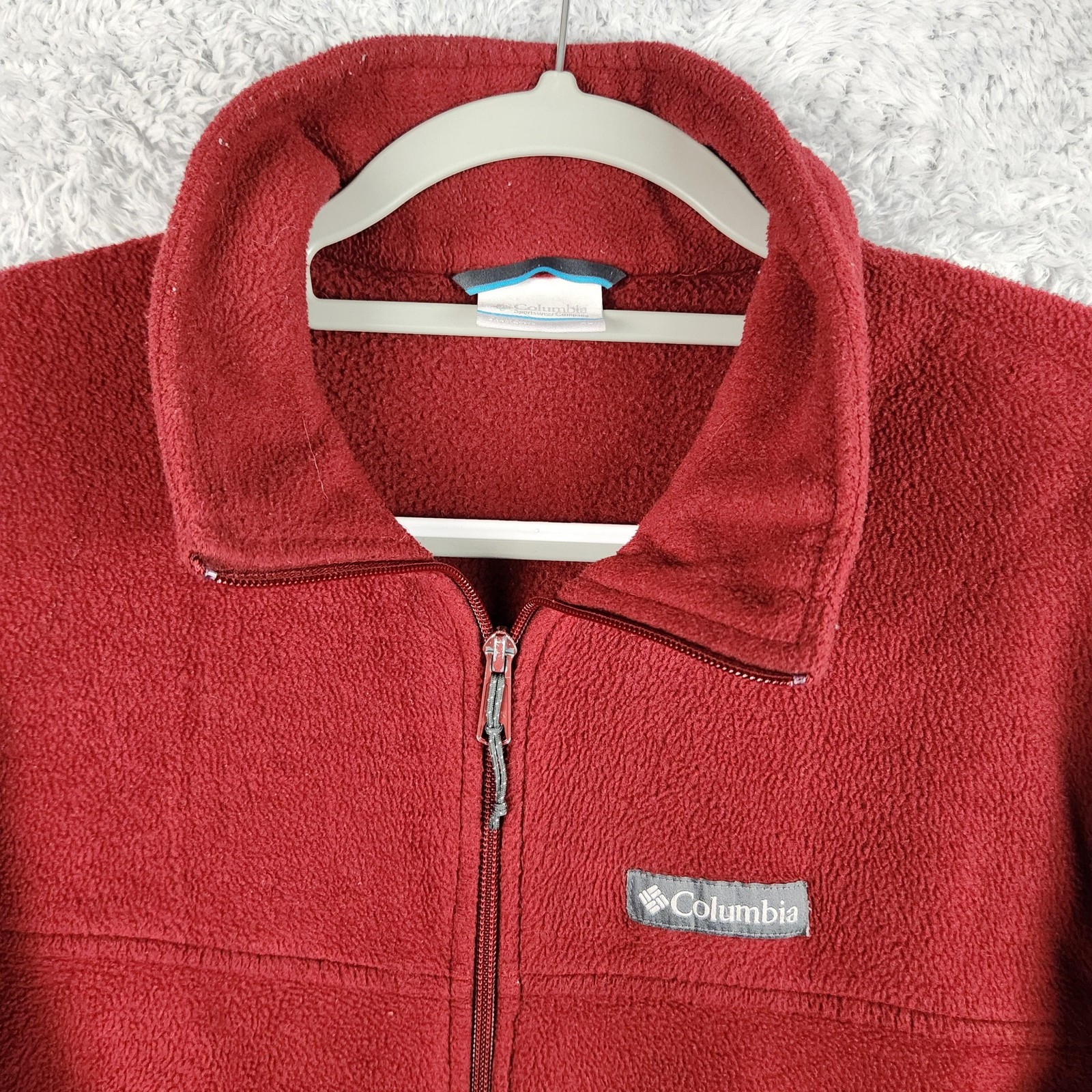 Columbia Men's Red Fleece Full Zip Hiking Jacket
