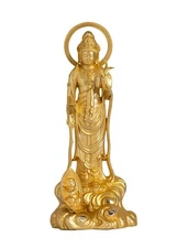 Jibo Kannon Bodhisattva Statue 20cm (7.87 in) – Gold-Plated Japanese Art