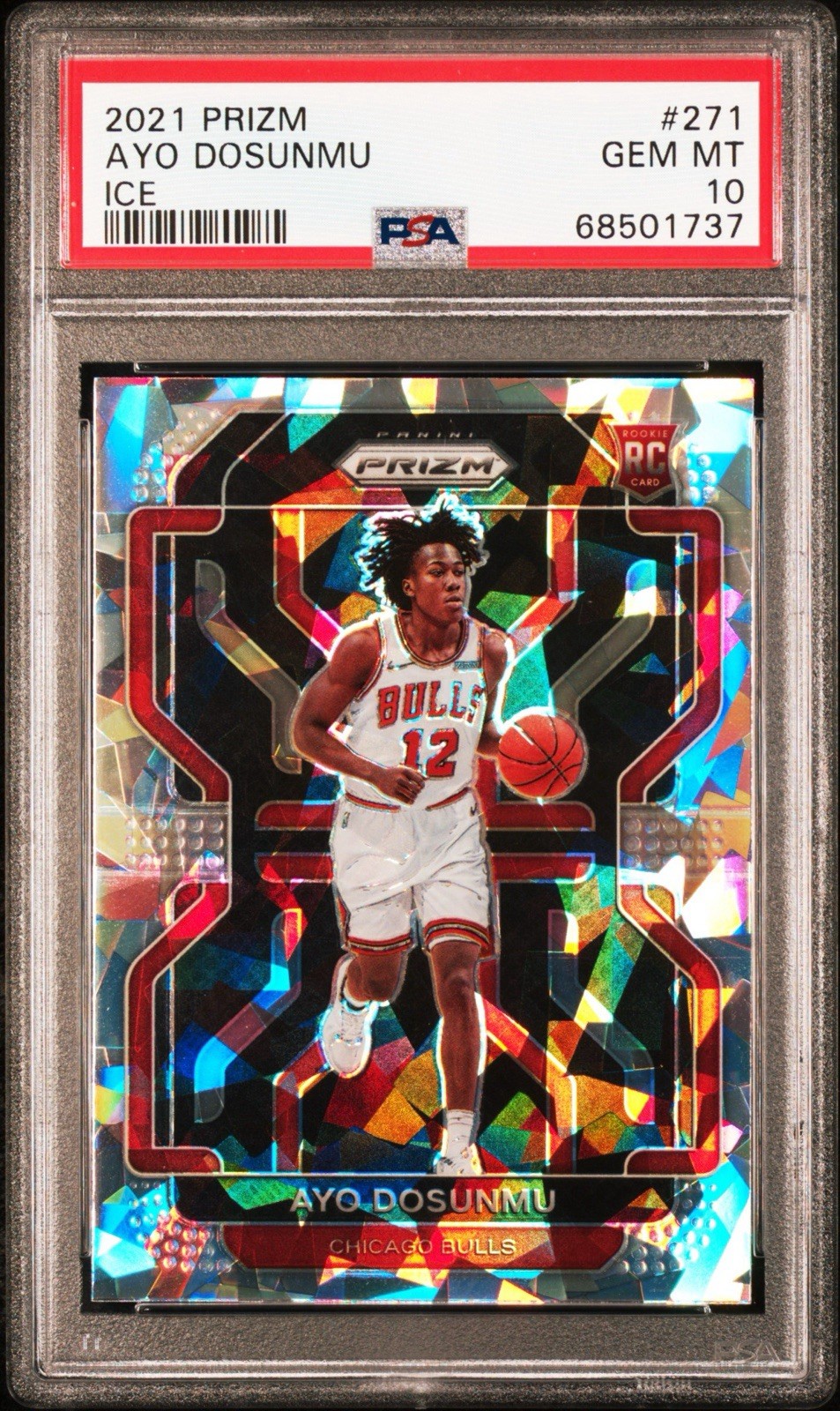 PSA 10 2021-22 Panini Prizm - Silver Cracked Ice Prizm #271 Ayo Dosunmu (RC)