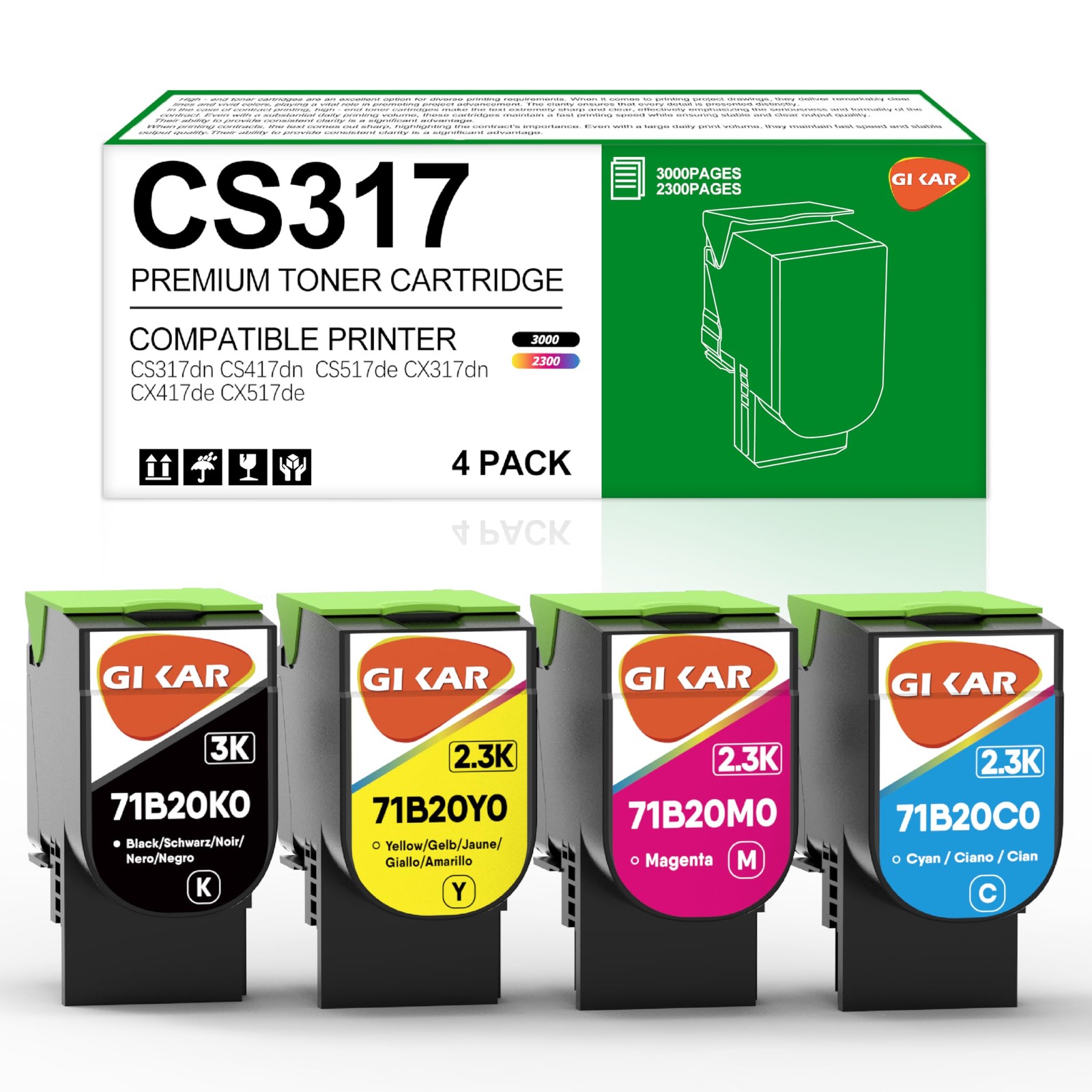 Cartouche de toner CS317 compatible Lexmark CS317dn consommable laser noir de rechange