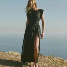 Doen Pacifica Wrap Dress in Black, S Romantic Bohemian