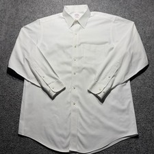 Brooks Brothers 346 Dress Shirt Men White 16.5 4/5 Long Sleeves Button Up Cotton