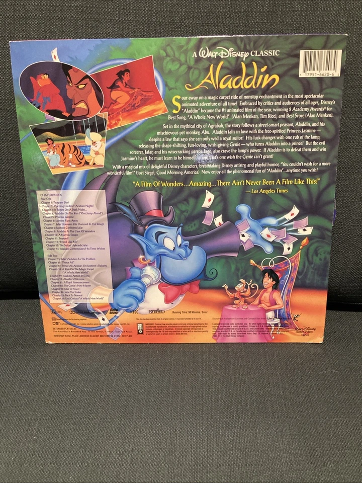 Walt Disney Classic Aladdin 12" Laserdisc  Extended Play CLV - Image 3 of 4