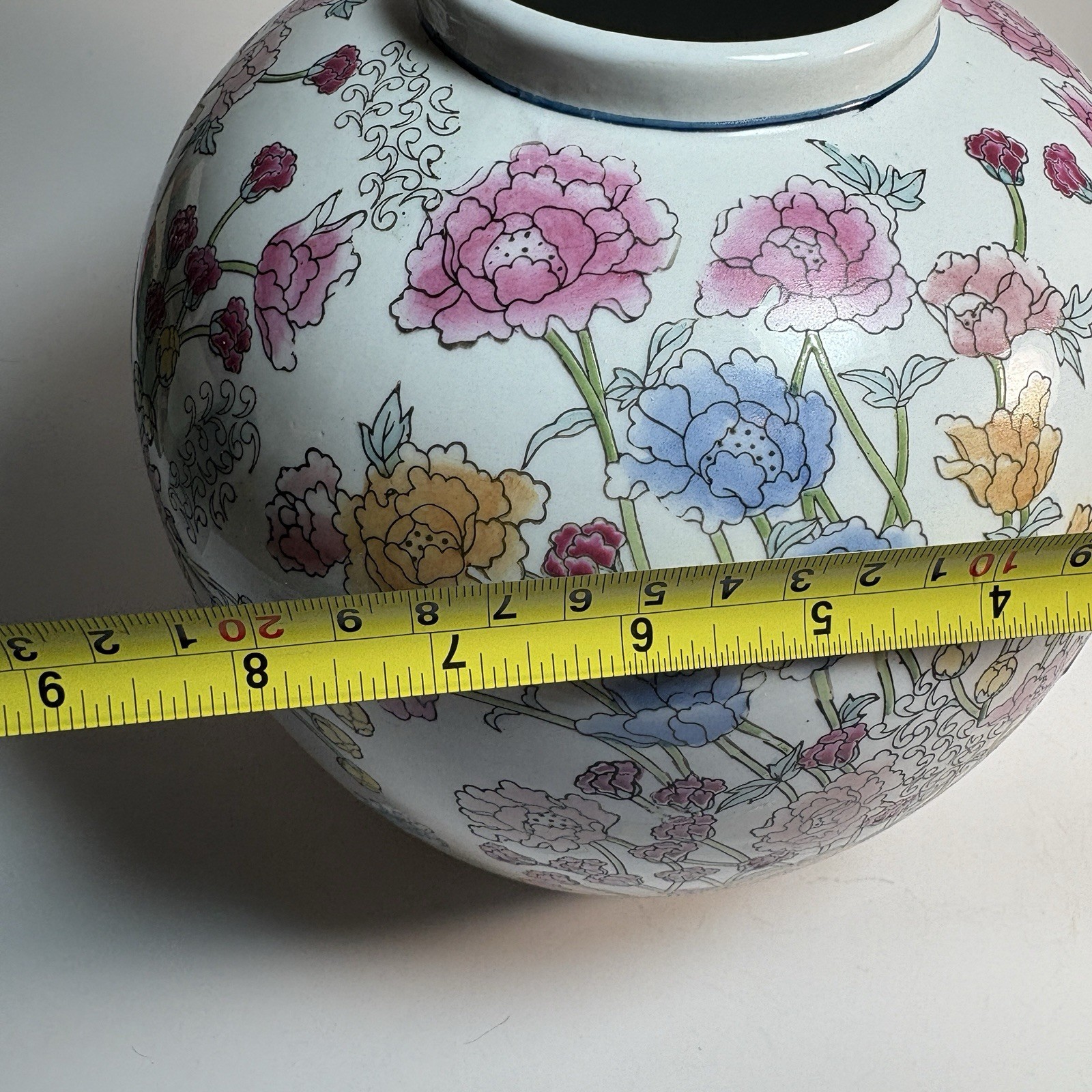 WBI VTG Chinese Porcelain Famille Rose Hand painted Ginger Jar 8” Marked No lid