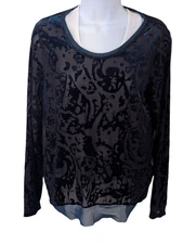 C - Women's Simply Vera Vera Wang Size Medium Dark Teal Blue Velvet Burnout...