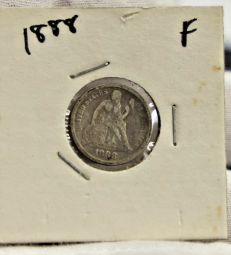 1888 US Seated Liberty Dime 10c Fine (Cleaned, Retoned)