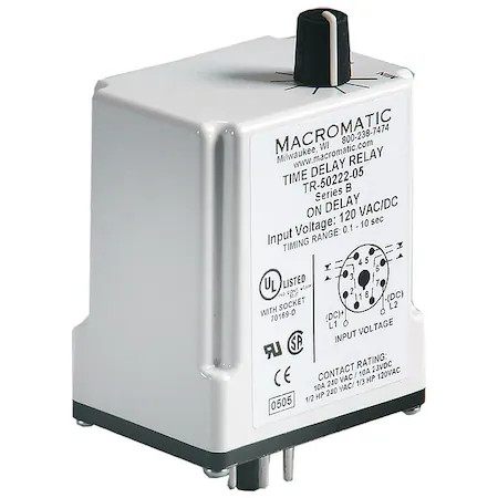 Macromatic Tr-50528-05 Single Function Time Delay Relay, Octal, Interval, 1