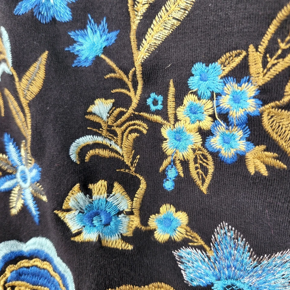 Drew Negro Floral Suéter Top Mangas Largas Talla XS Sudadera Foto 4 de 4