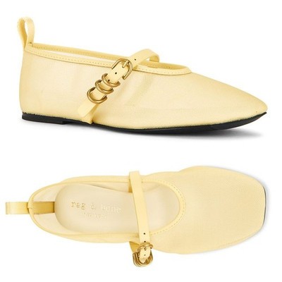 Rag & Bone Spire Mesh Mary Jane Flats Size 6 EU 36 Honey Yellow Square Toe NEW