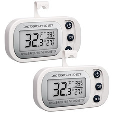 Digital Frigerator Thermometer 2 Pack, Waterproof Fridge and Freezer Thermometer