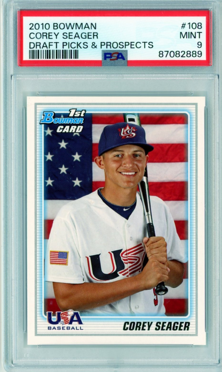 2010 Bowman Draft Picks & Prospects COREY SEAGER Rangers ROOKIE #108 PSA 9 MINT view 3