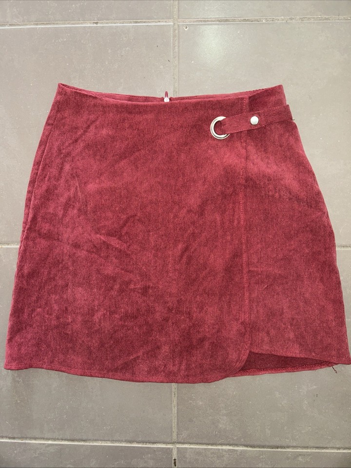 Loving Things Women’s Sz 10 Mini skirt Fine Corduroy Cotton Blend Faux Wrap VGC