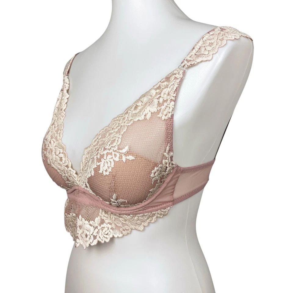 Sutiã Intimissimi 32B Feminino Super Push Up Renda Acolchoado Rosa Lindas Flores Gioia - Imagem 3 de 4