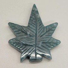 Moss Agate Cannabis Leaf Stone Carving