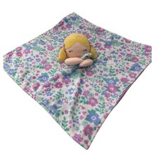 Carters Plush Lovey Blonde Doll Security Blanket Floral Purple Pink Kids 14in