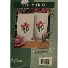 Terry Cloth Guest Towel Embroidery Kit Tulip Trio Craftways Cross Stitch Sewings