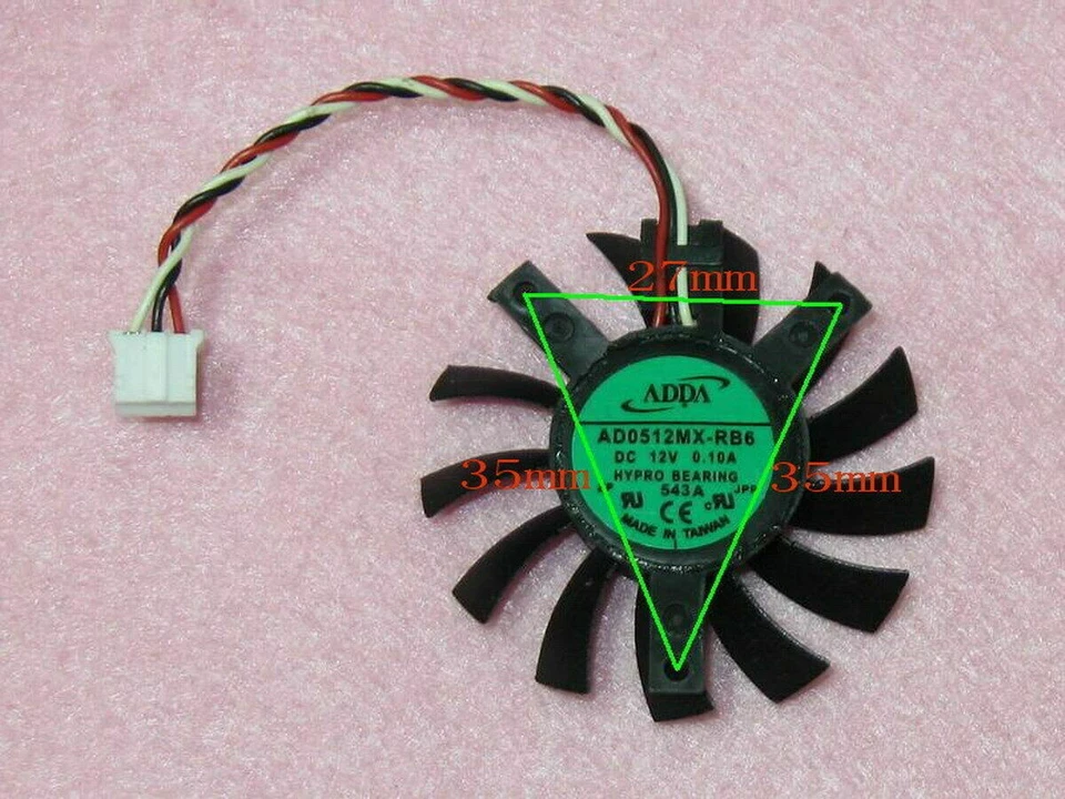 Cooler Fan For ATI Radeon X700 9800 Pro AD0512MX-RB6 45mm 3 Pin Graphics Card - Image 2 of 3
